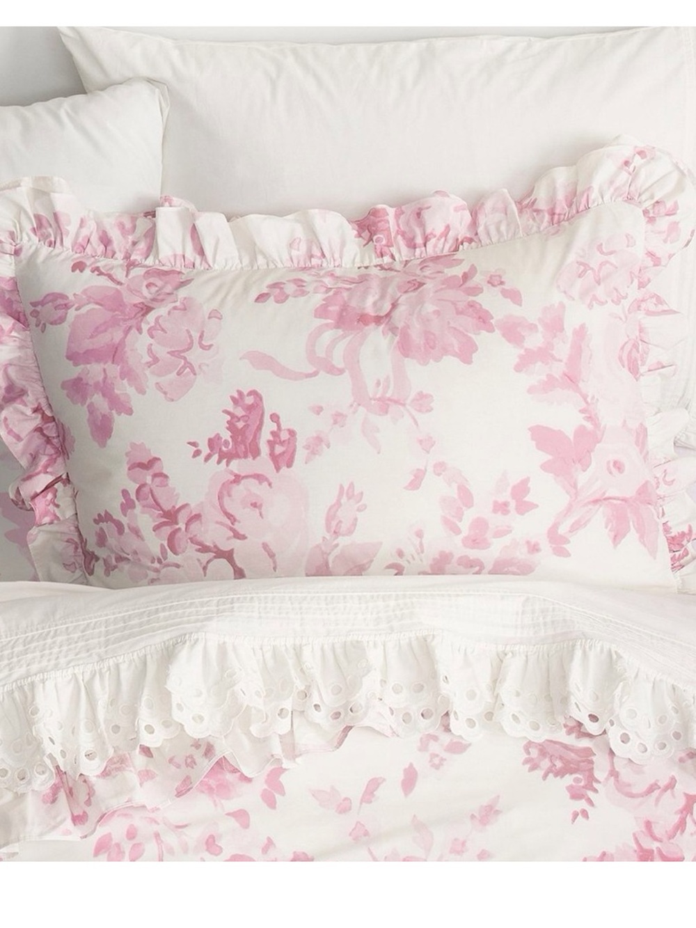 2 LoveShackFancy Potterybarn pink floral standard pillow shams